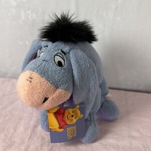 Eeyore Donkey Plush 10" Pink Bow Disney Winnie The Pooh Applause Beanie Weighted